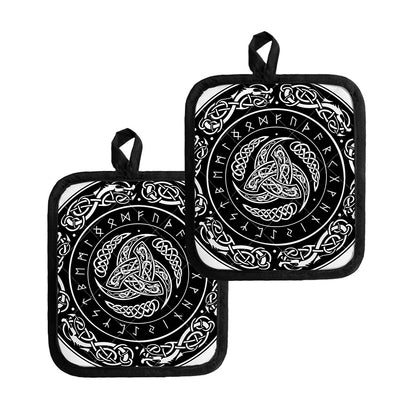 Viking Triple Horn Of Odin Print Pot Holders