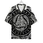 Viking Triple Horn Of Odin Print Rayon Hawaiian Shirt