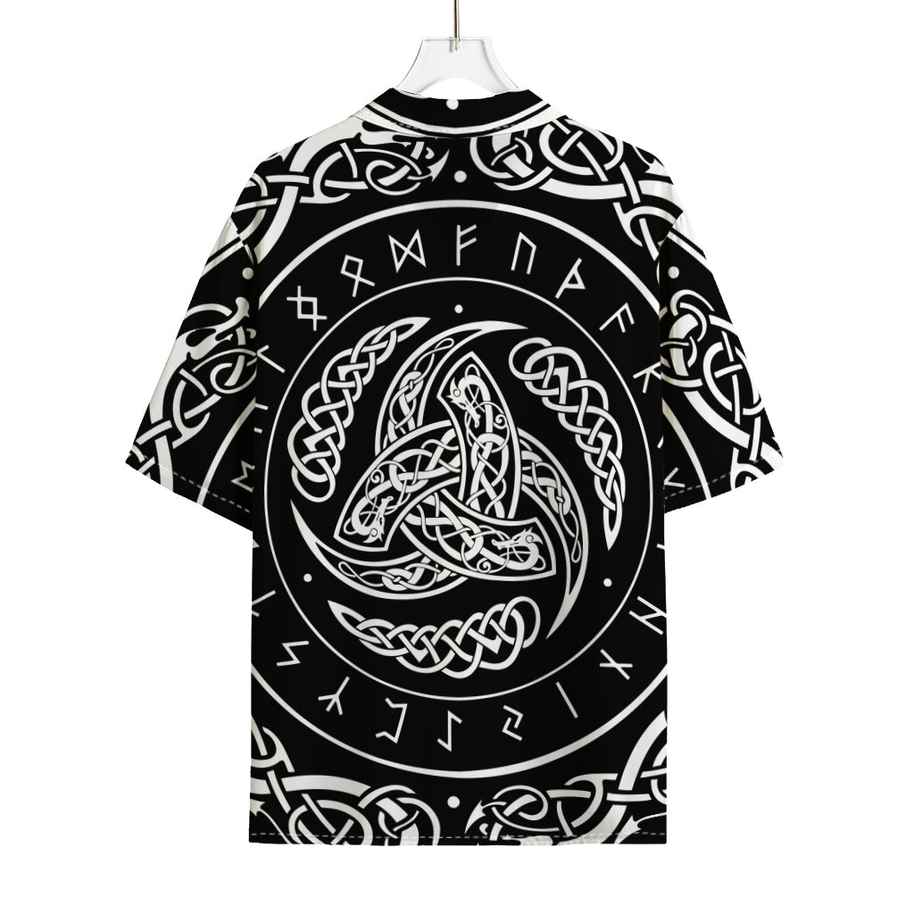 Viking Triple Horn Of Odin Print Rayon Hawaiian Shirt
