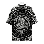 Viking Triple Horn Of Odin Print Rayon Hawaiian Shirt