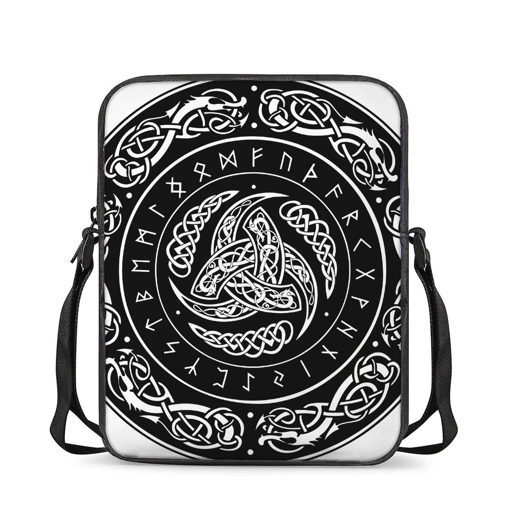 Viking Triple Horn Of Odin Print Rectangular Crossbody Bag