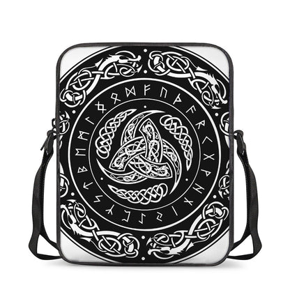 Viking Triple Horn Of Odin Print Rectangular Crossbody Bag