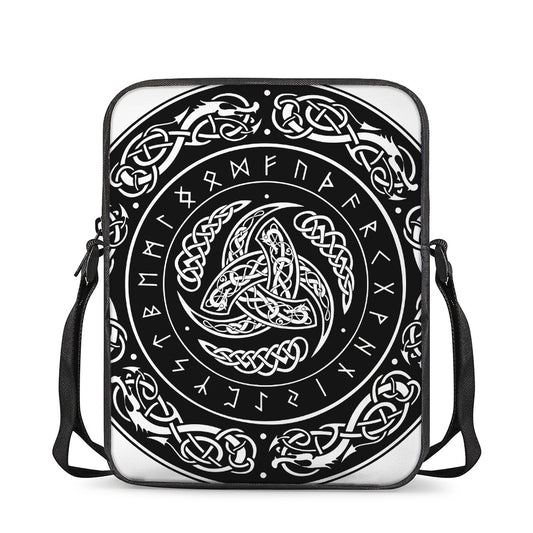Viking Triple Horn Of Odin Print Rectangular Crossbody Bag