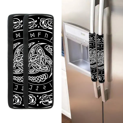 Viking Triple Horn Of Odin Print Refrigerator Handle Covers