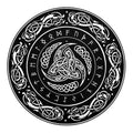 Viking Triple Horn Of Odin Print Round Blanket
