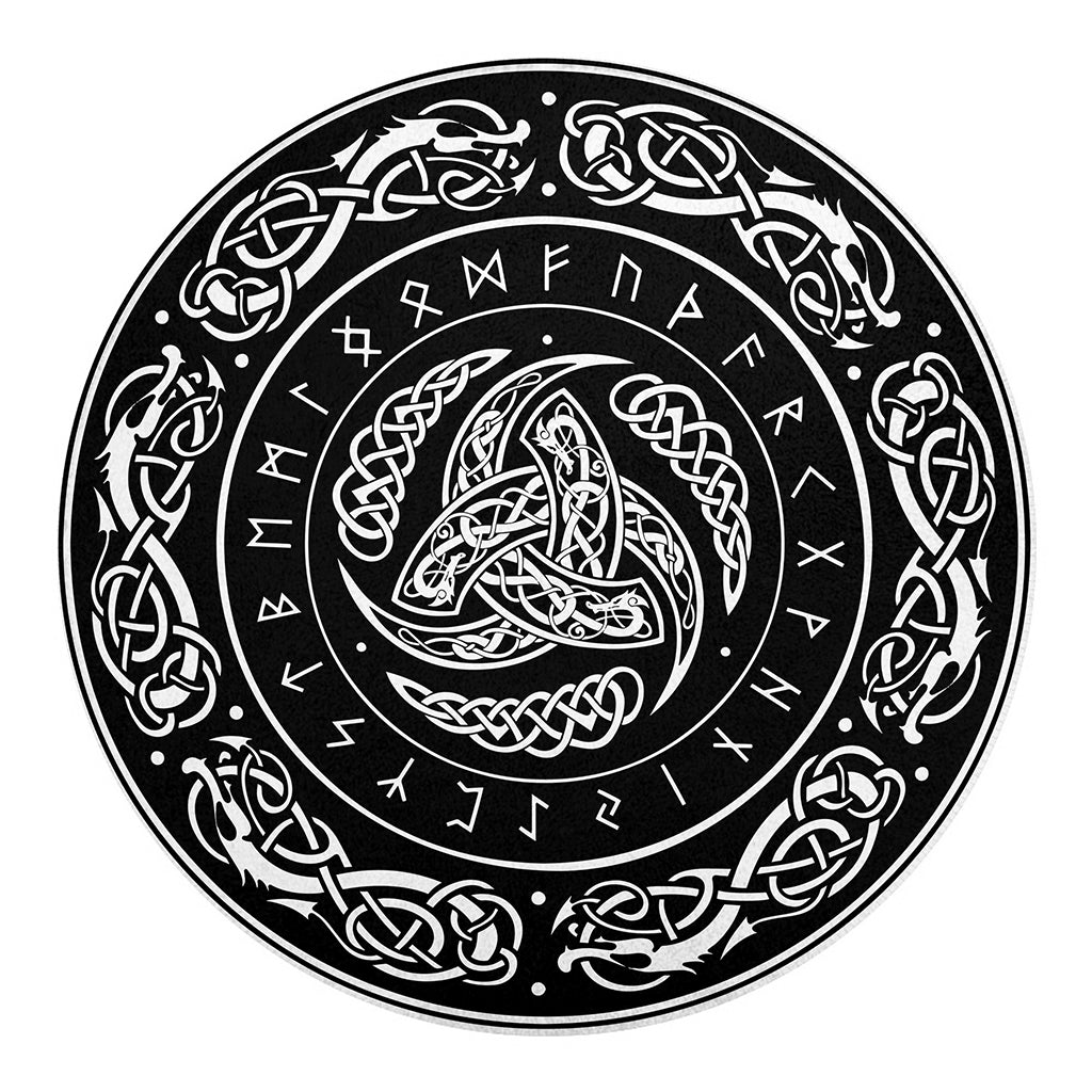 Viking Triple Horn Of Odin Print Round Blanket
