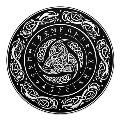 Viking Triple Horn Of Odin Print Round Blanket