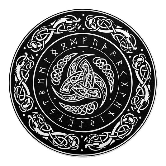 Viking Triple Horn Of Odin Print Round Blanket