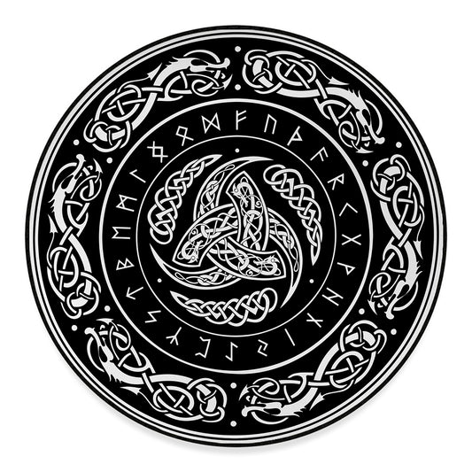 Viking Triple Horn Of Odin Print Round Floor Mat