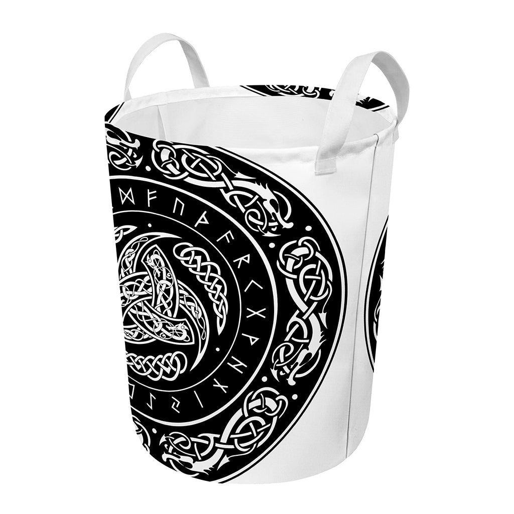 Viking Triple Horn Of Odin Print Round Laundry Basket