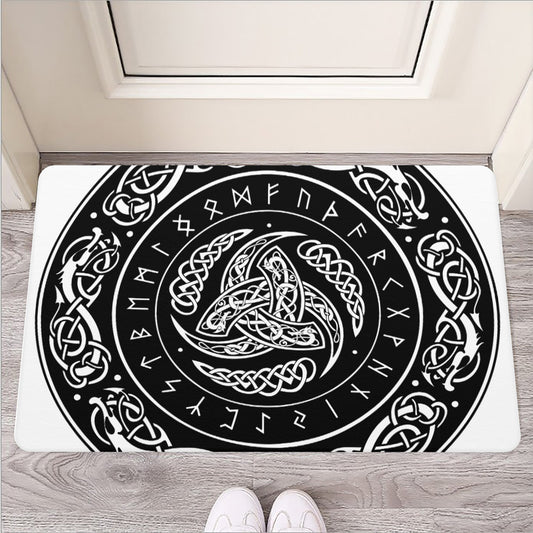 Viking Triple Horn Of Odin Print Rubber Doormat