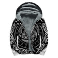 Viking Triple Horn Of Odin Print Sherpa Lined Zip Up Hoodie