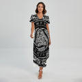 Viking Triple Horn Of Odin Print Short Sleeve Maxi Dress