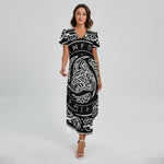 Viking Triple Horn Of Odin Print Short Sleeve Maxi Dress