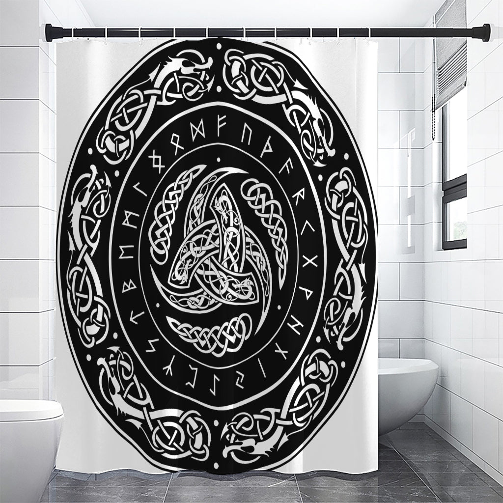 Viking Triple Horn Of Odin Print Shower Curtain