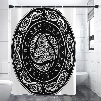 Viking Triple Horn Of Odin Print Shower Curtain