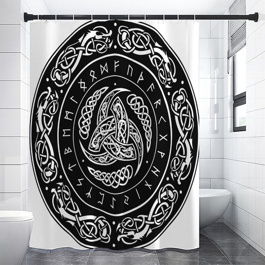 Viking Triple Horn Of Odin Print Shower Curtain