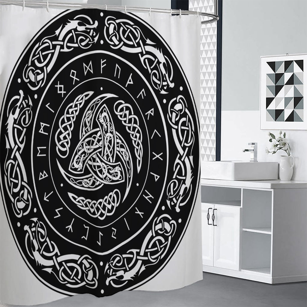 Viking Triple Horn Of Odin Print Shower Curtain