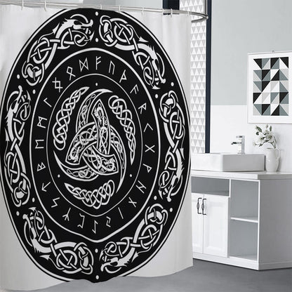Viking Triple Horn Of Odin Print Shower Curtain