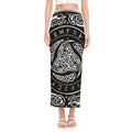 Viking Triple Horn Of Odin Print Side Slit Maxi Skirt