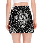 Viking Triple Horn Of Odin Print Side Slit Mini Skirt