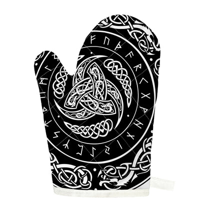 Viking Triple Horn Of Odin Print Single Oven Mitt