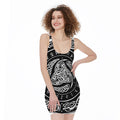 Viking Triple Horn Of Odin Print Sleeveless Bodycon Dress
