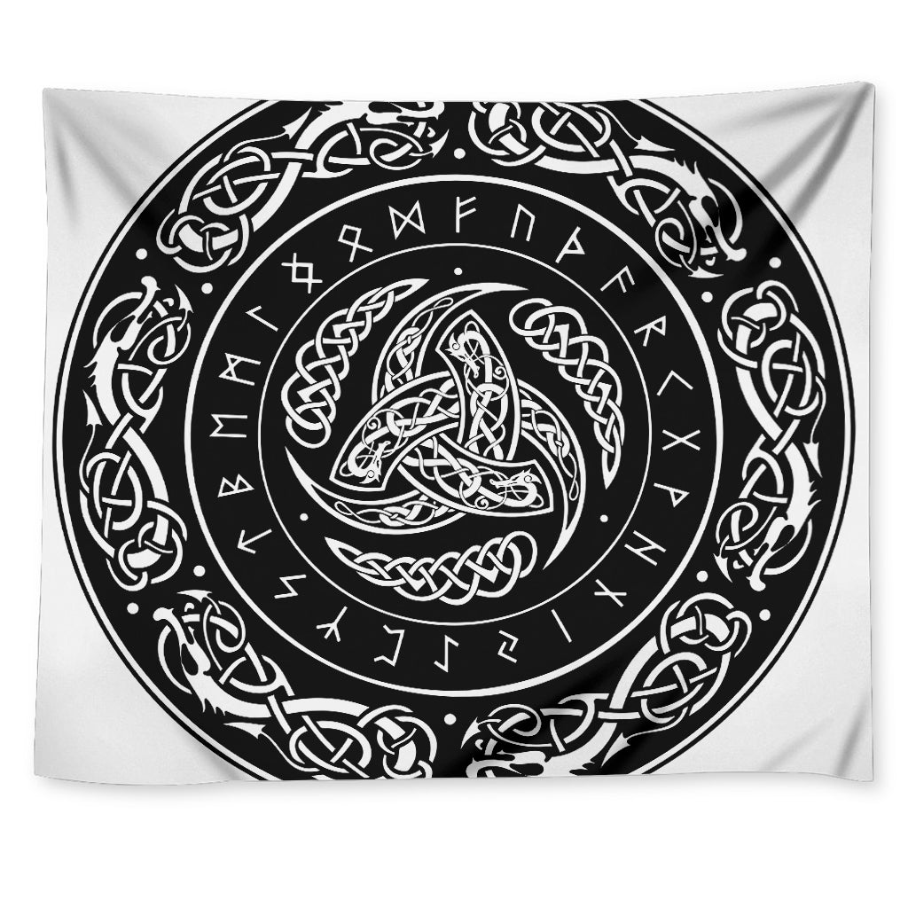 Viking Triple Horn Of Odin Print Tapestry