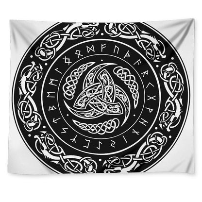 Viking Triple Horn Of Odin Print Tapestry