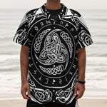 Viking Triple Horn Of Odin Print Textured Short Sleeve Shirt