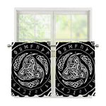 Viking Triple Horn Of Odin Print Tier Curtains