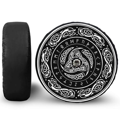 Viking Triple Horn Of Odin Print Tire Cover With Camera Hole