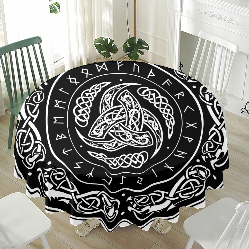 Viking Triple Horn Of Odin Print Waterproof Round Tablecloth