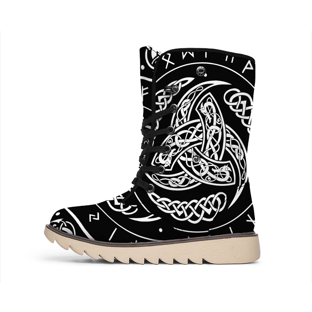 Viking Triple Horn Of Odin Print Winter Boots