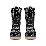 Viking Triple Horn Of Odin Print Winter Boots