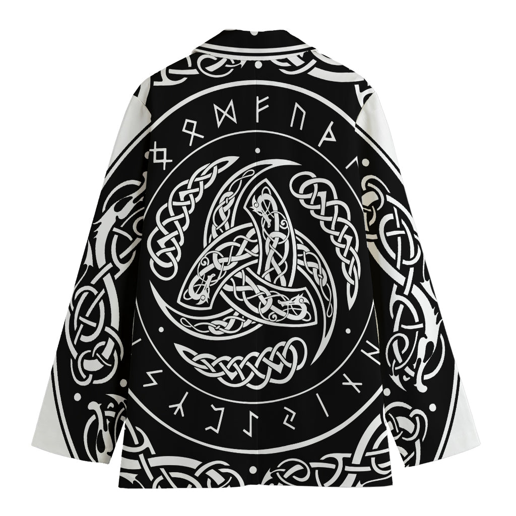 Viking Triple Horn Of Odin Print Women's Blazer