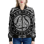 Viking Triple Horn Of Odin Print Women's Bomber Jacket