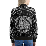 Viking Triple Horn Of Odin Print Women's Bomber Jacket