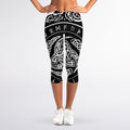Viking Triple Horn Of Odin Print Women's Capri Leggings