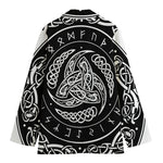 Viking Triple Horn Of Odin Print Women's Cotton Blazer
