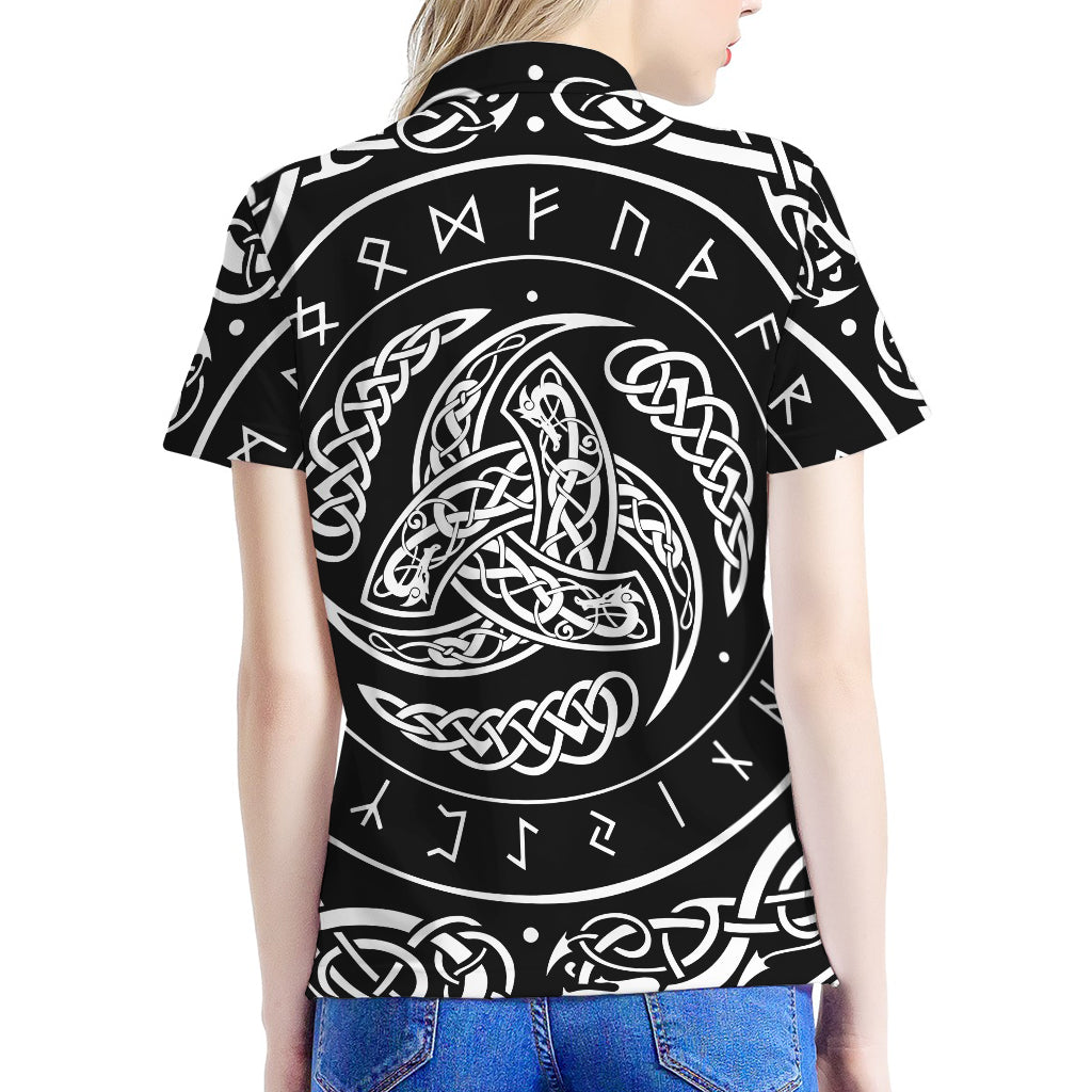 Viking Triple Horn Of Odin Print Women's Polo Shirt