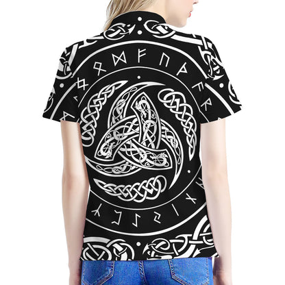 Viking Triple Horn Of Odin Print Women's Polo Shirt