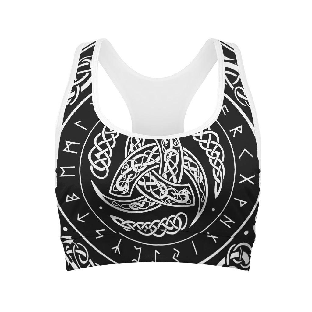 Viking Triple Horn Of Odin Print Women's Sports Bra