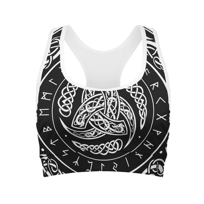 Viking Triple Horn Of Odin Print Women's Sports Bra