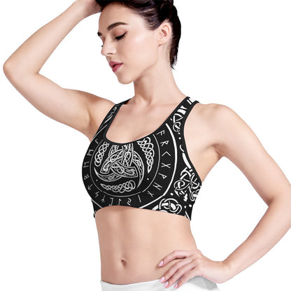 Viking Triple Horn Of Odin Print Women's Sports Bra