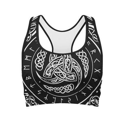 Viking Triple Horn Of Odin Print Women's Sports Bra