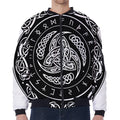 Viking Triple Horn Of Odin Print Zip Sleeve Bomber Jacket