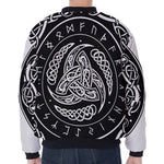 Viking Triple Horn Of Odin Print Zip Sleeve Bomber Jacket
