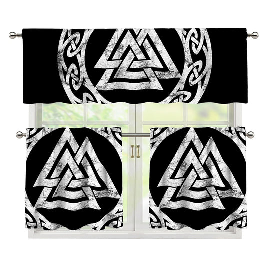 Viking Valhalla Symbol Print 3 Piece Kitchen Curtains