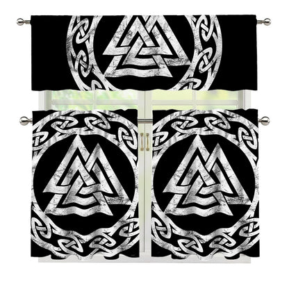 Viking Valhalla Symbol Print 3 Piece Kitchen Curtains